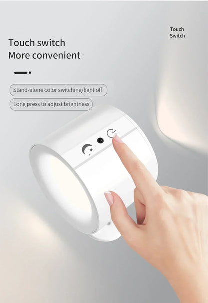 Modern Magnetic LED Wall Lamp Rechargeable 360° Rotation