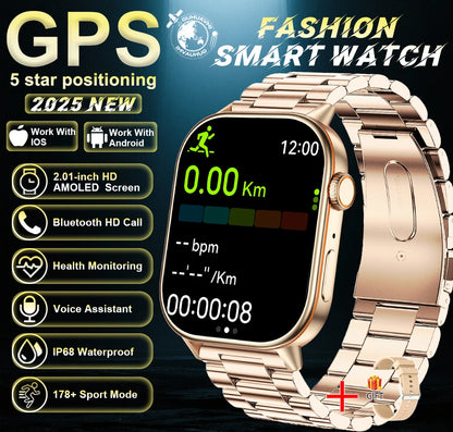 New For Android iOS Outdoor GPS Smart Watch Men 2.01" HD AMOLED
