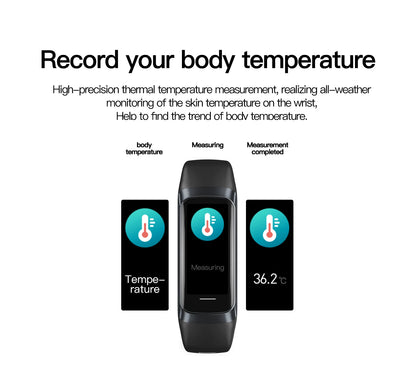 AMOLED Smartwatch Body Temperature Monitor Fitness Clock