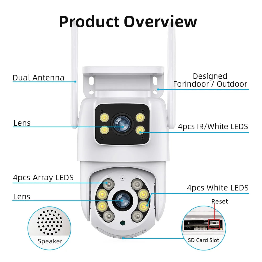 Hiseeu 4K 8MP Wifi Surveillance Camera Dual Lens