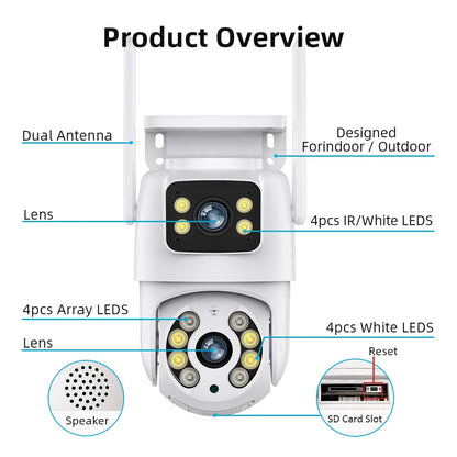 Hiseeu 4K 8MP Wifi Surveillance Camera Dual Lens