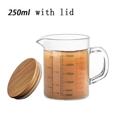 Heat-resistant Glass Measuring Cup With Wood Lid