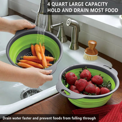 Silicone Folding Drain Basket Fruit Vegetable Washing Basket