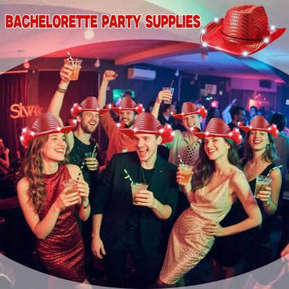 LED Cowboy Hats Bulk for Wedding Lighting up Party Hats
