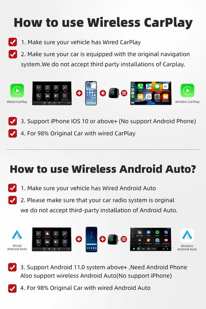 2in1 Wired To Wireless CarPlay Adapter Android Auto Dongle