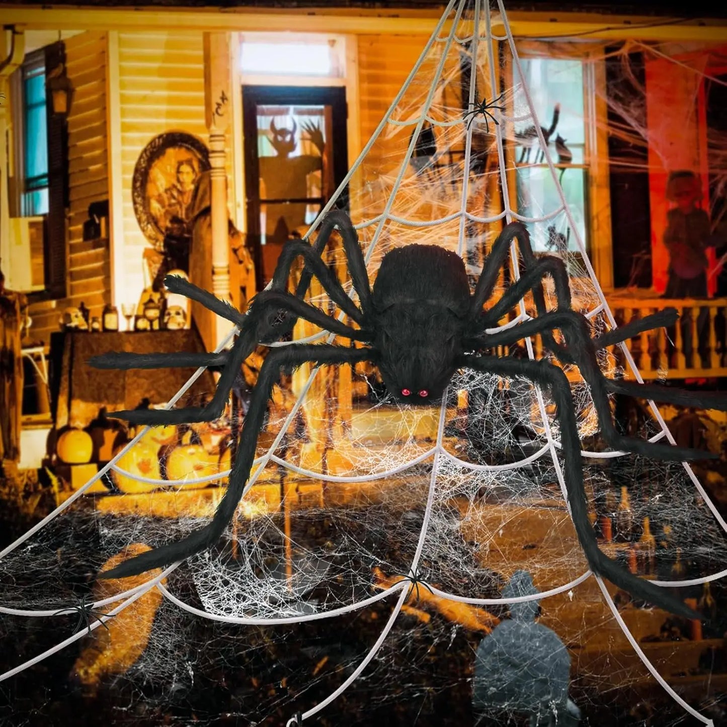 Halloween Plush Spider, 30-200cm Outdoor Giant Spider Decor Chamber Prank Black Spider