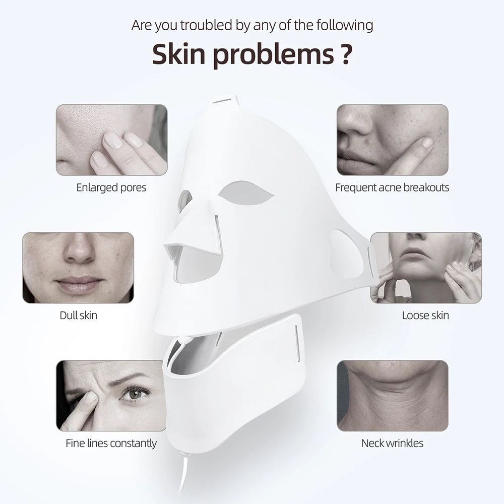 7 Colors Photon Face Neck LED Mask 3D Flexible Silicone