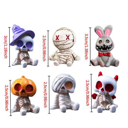 6pcs Halloween Resin Skeleton Mummy Figurines
