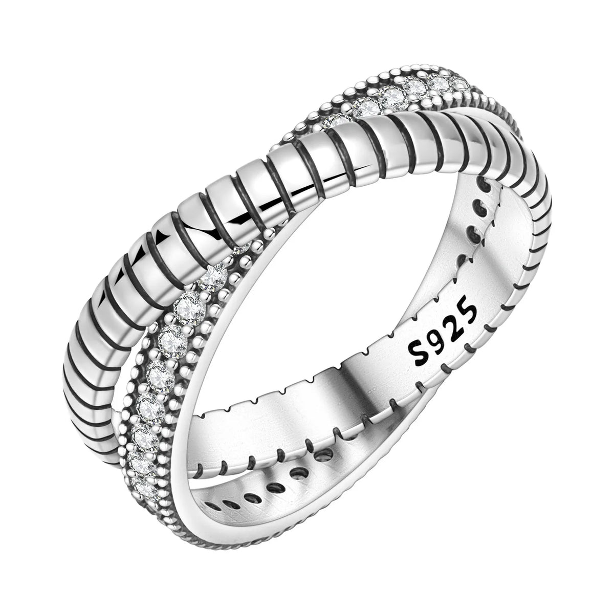 925 Sterling Silver Three-Ring Stackable Ring for Women