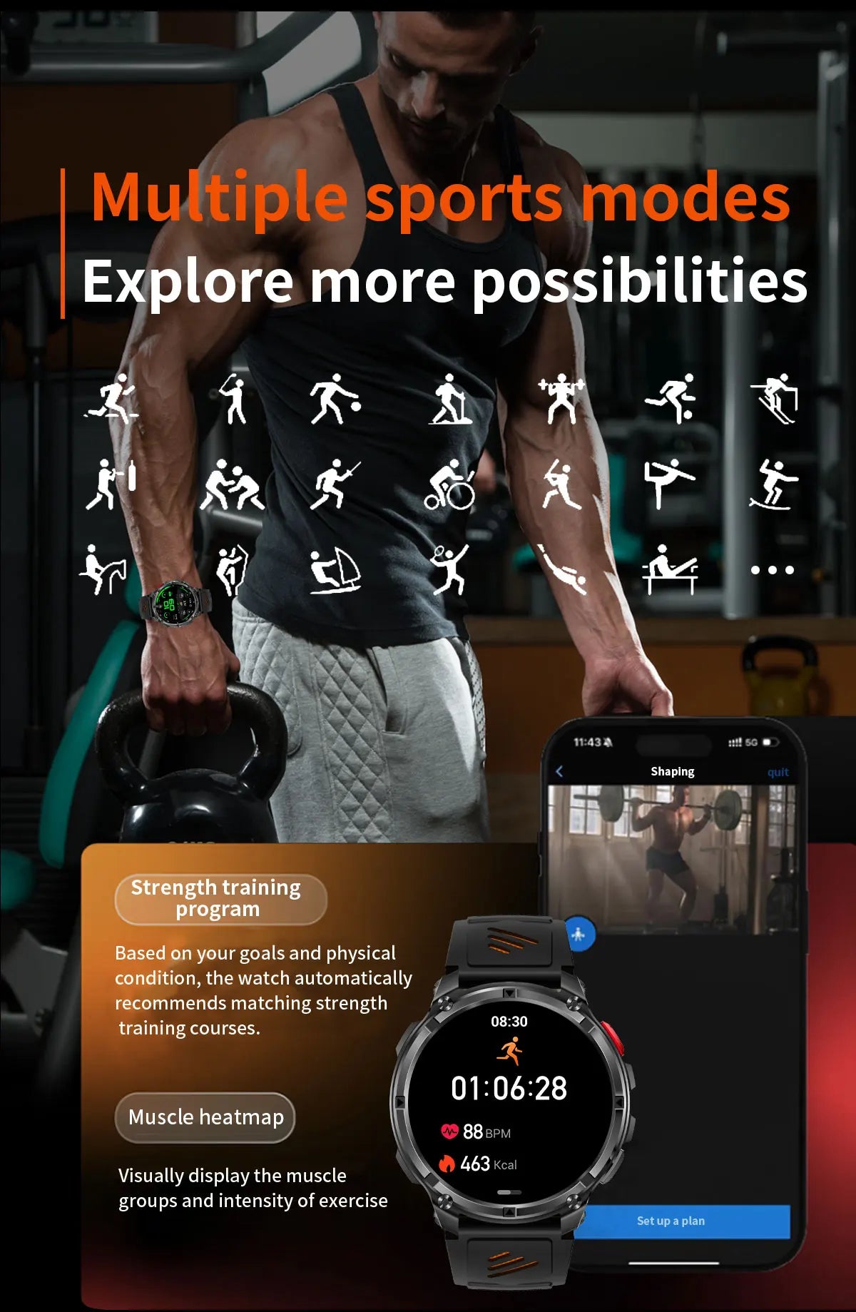New T-Rex3 Pro 1100mAh Battery Smart Watch GPS Path