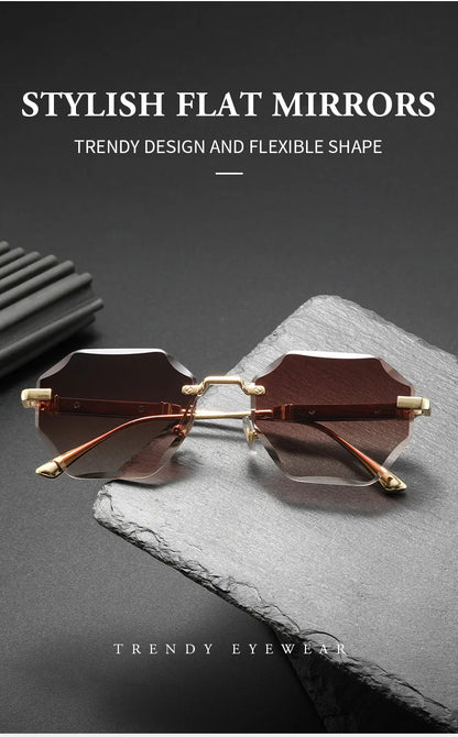 Man Woman Sunnies Fashion Unisex Rimless Sunglasses