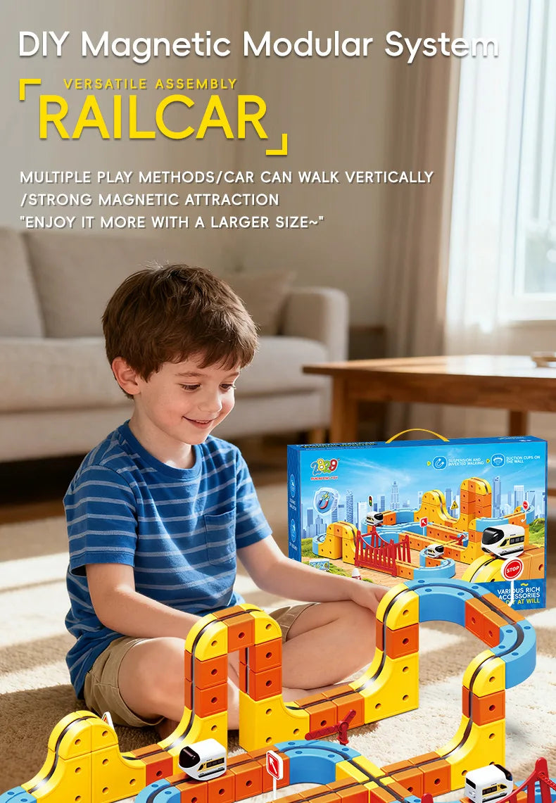 Magnetic Train Set DIY 3D Cube Track Electric Train Set