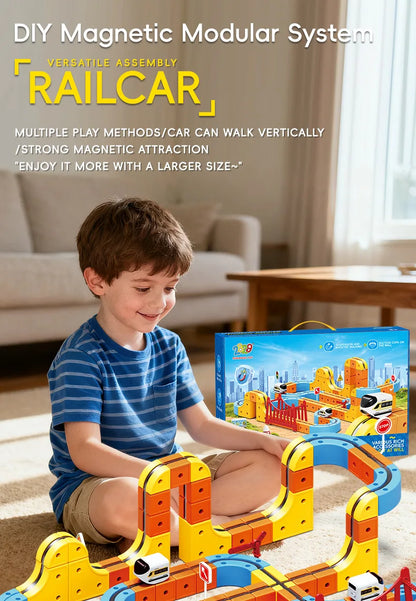 Magnetic Train Set DIY 3D Cube Track Electric Train Set