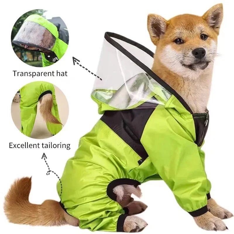 Pet Dog Raincoat Transparent Hooded Waterproof Coat