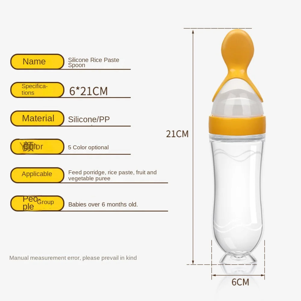 Safe Useful Silicone Baby Bottle with Spoon Food Supplement