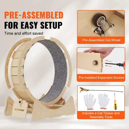 Wooden Cat Exercise Wheel Large Cat Treadmill Wheel