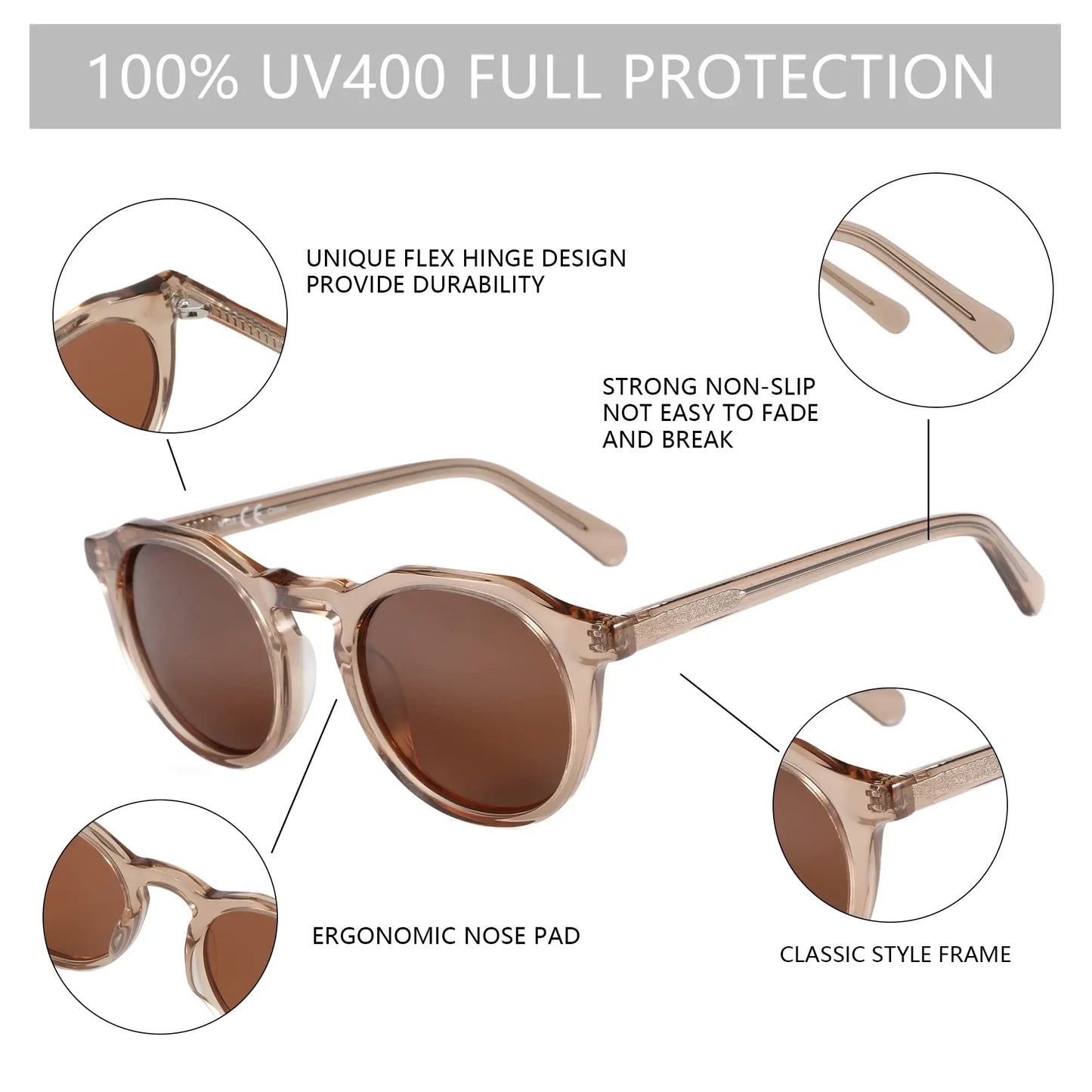 ZENOTTIC Vintage Round Polarized Sunglasses for Men Women