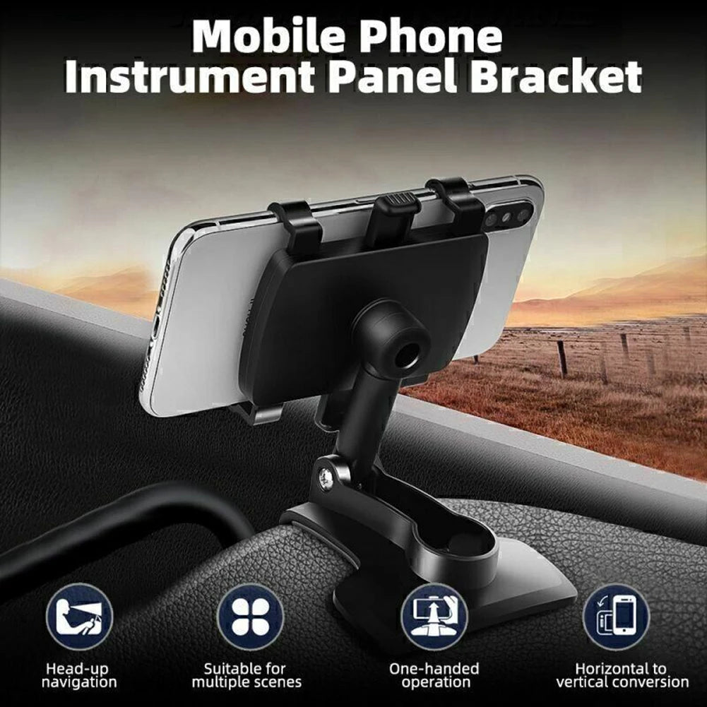 360° Rotatable Car Phone Mount - Multi-Function Clip-on Dashboard
