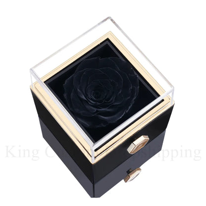 New Eternal Real Rose Rotating box Double Heart Custom