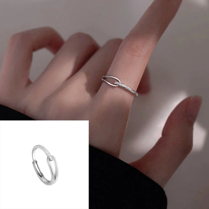 VENTFILLE 925 Sterling Silver Finger Rings Hollow Chain