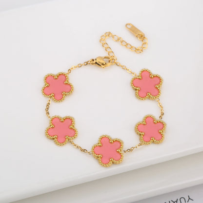 Stainless Steel Laser Five Leaf Flower Petal Adjustable Clover