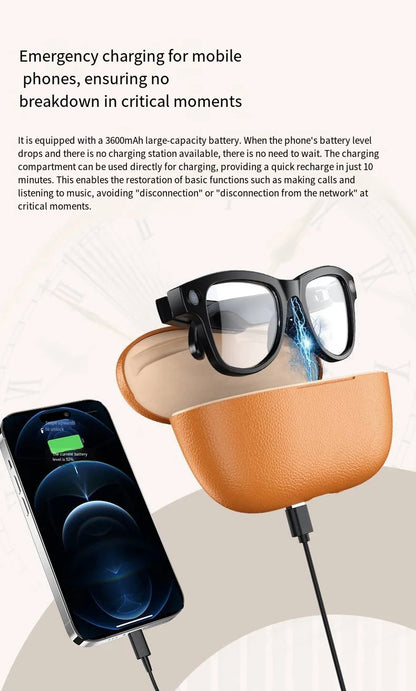 HOMEFISH M02 AI Smart Glasses with 4K Camera Bluetooth