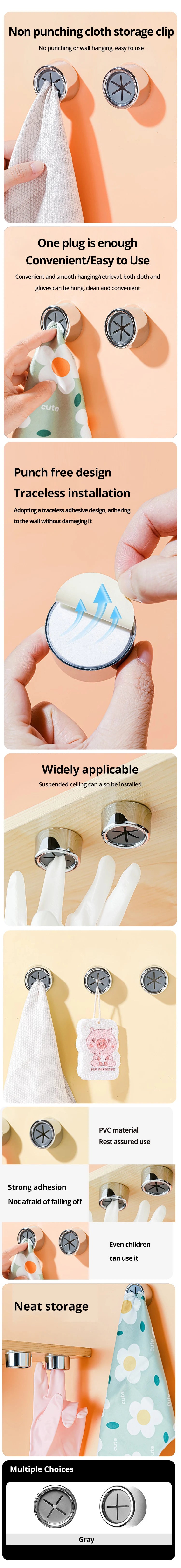 Non Punching Dishwashing Cloth Storage Clip Dishcloth Clip