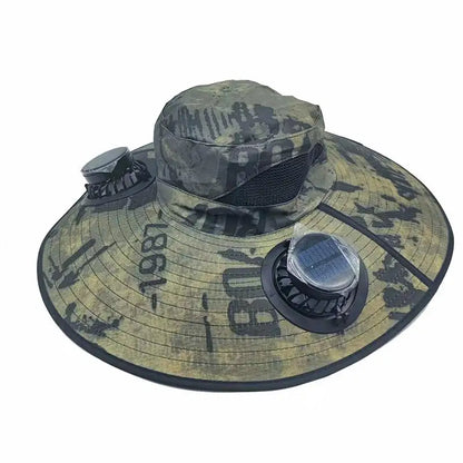 Large Size Quick Dry Bucket Hat With Solar Powered Fan USB Charging