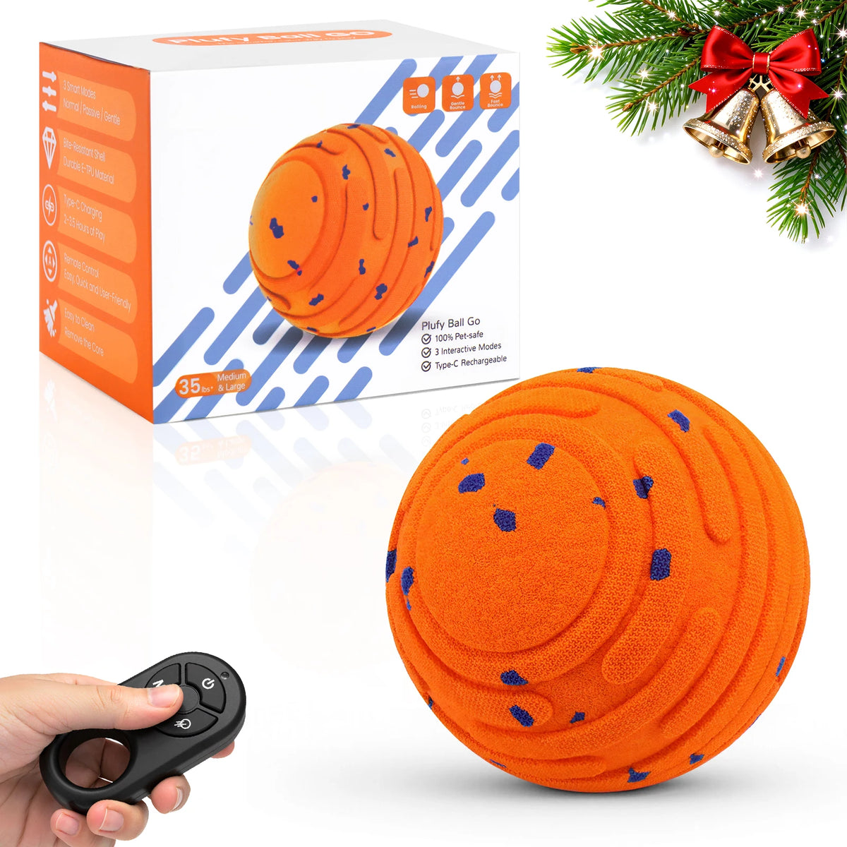 Smart Interactive Dog Toy, E-TPU Toy Ball for Aggressive Chewers