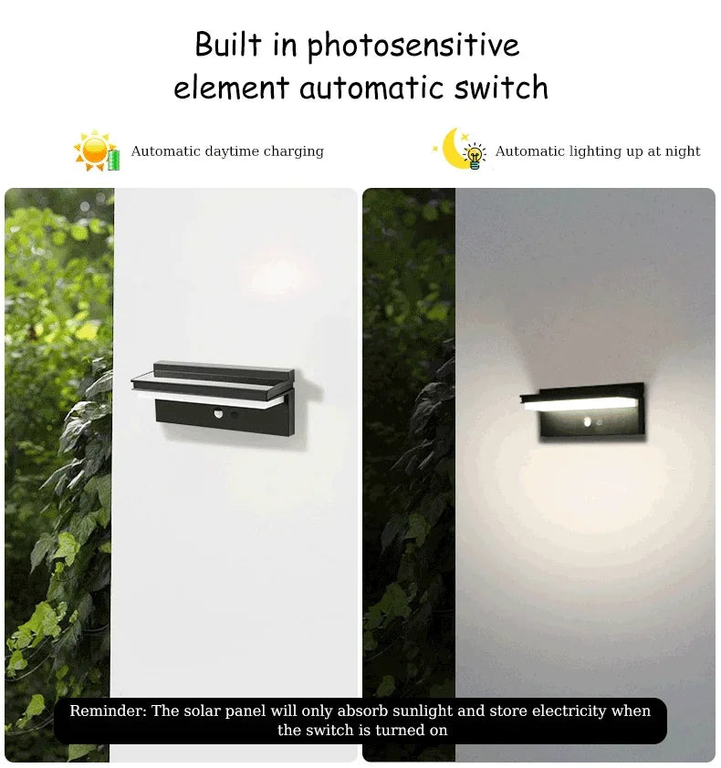 Solar Power Wall Lamp IPX5 Waterproof Garden Lights