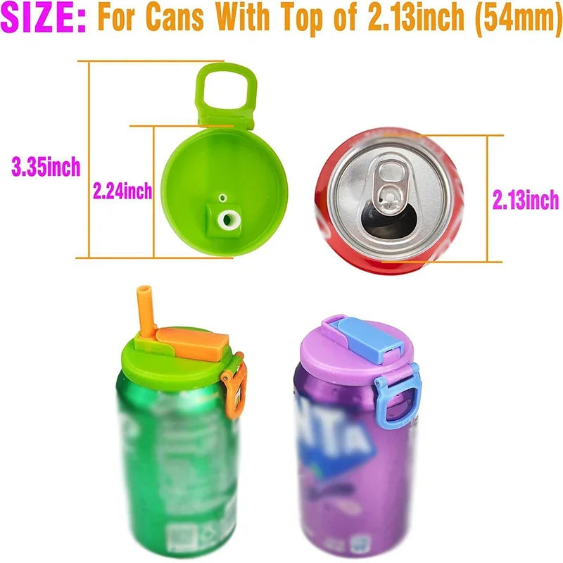 Portable Soda Can Lid Silicone Straw Soda Can Lid Reusable