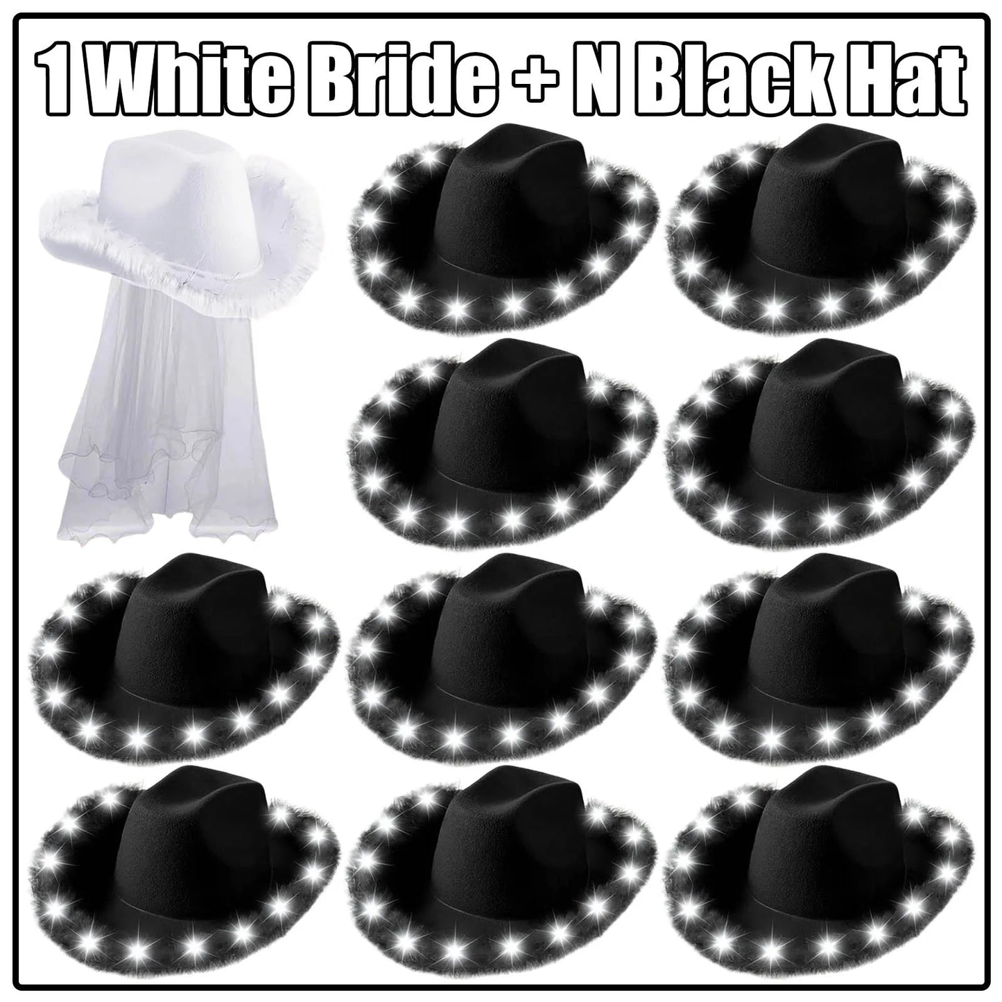 LED Cowboy Hats Wedding Hats Bulk Light up Cowboy Hats