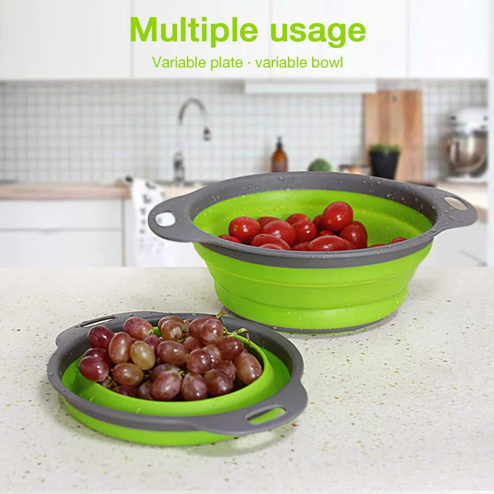 Silicone Folding Drain Basket Fruit Vegetable Washing Basket