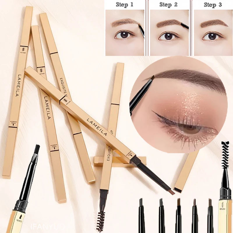 Double Head Eyebrow Pencil with Brush Waterproof Smooth
