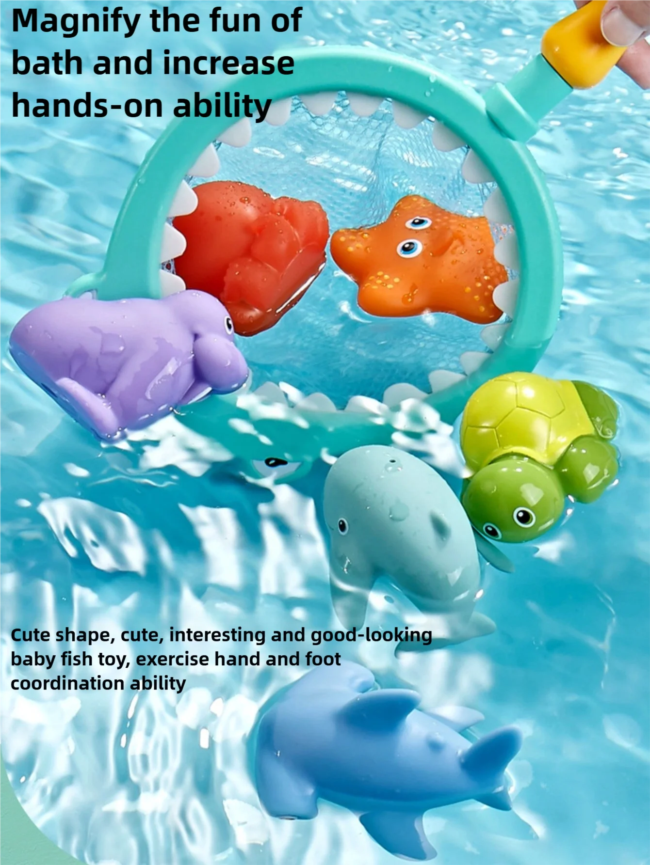Baby Bath Toys Turtle Squirt Water Net Fishing Shark