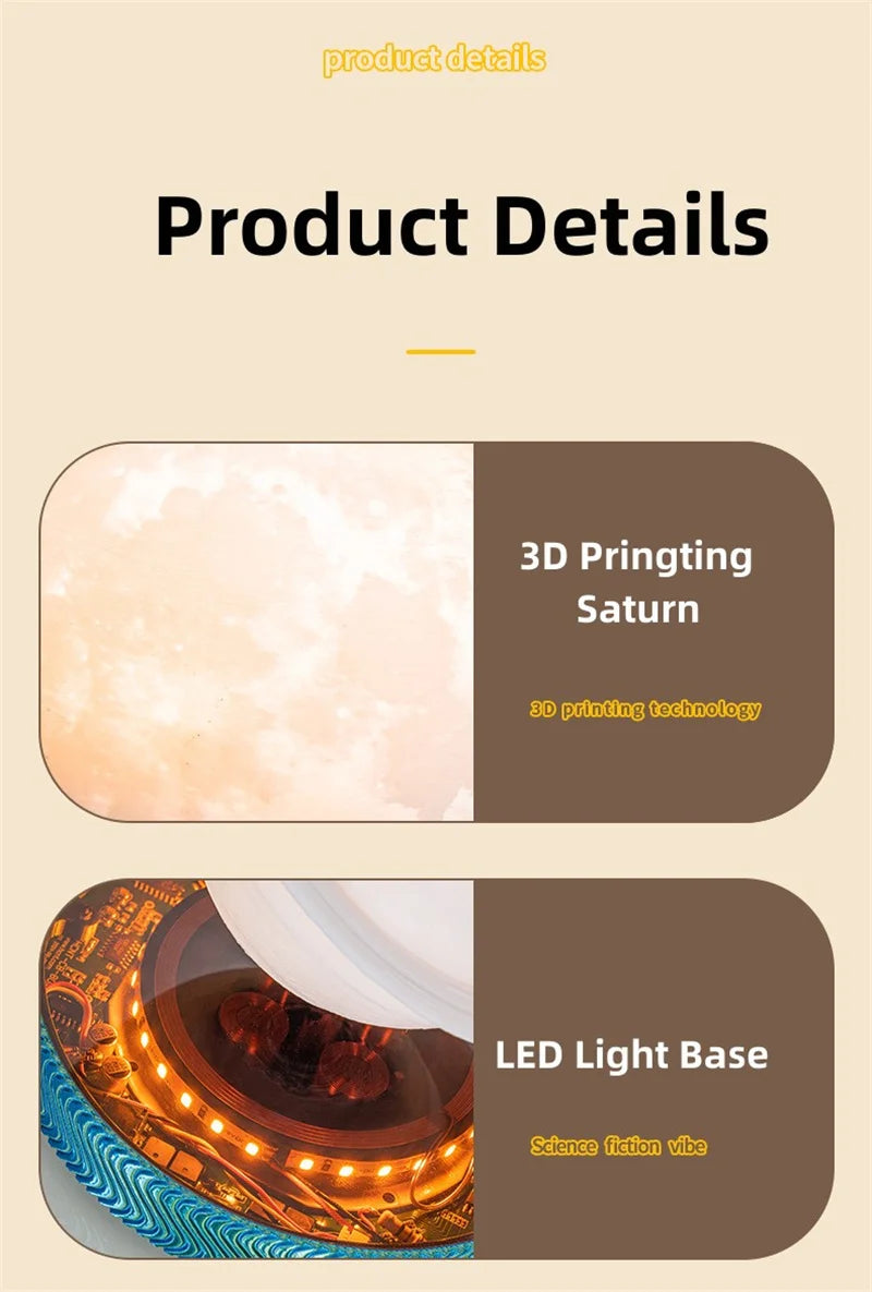 Magnetic Levitating Bulb Saturn Moon Lamp Levitating  Table Lamp