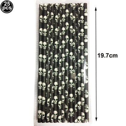 25/50/100pcs Halloween Theme Disposable Paper Straws