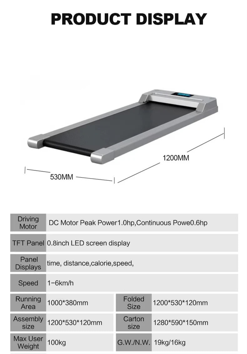Electric Foldable Treadmill Mini Flat Running Machine