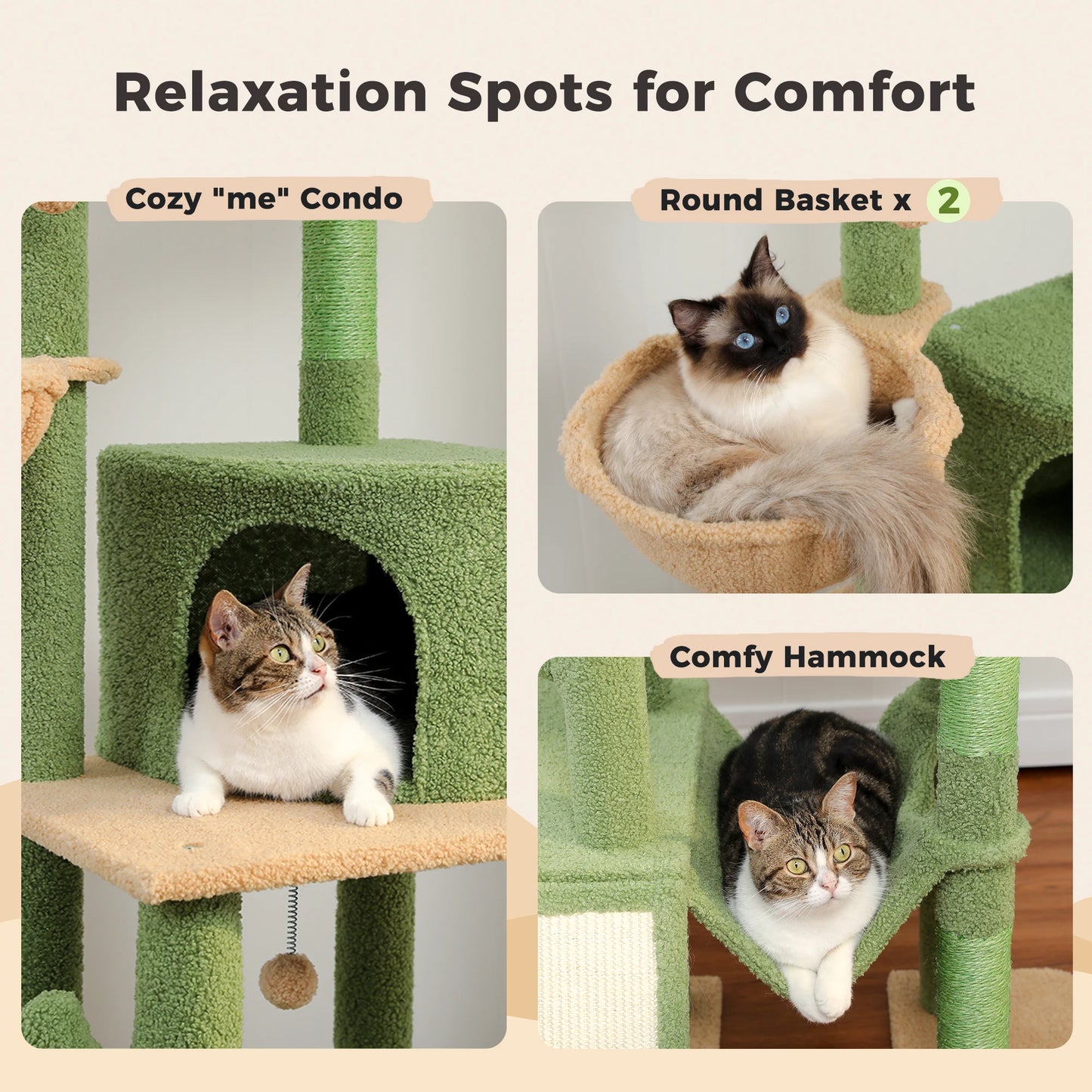 Cactus Cat Tree Floor to Ceiling Tower Scratching Posts