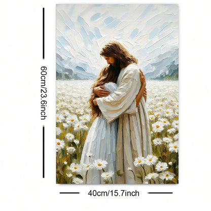 Jesus hugs girl canvas painting poster home decoration