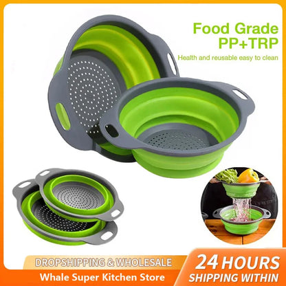 Silicone Folding Drain Basket Fruit Vegetable Washing Basket