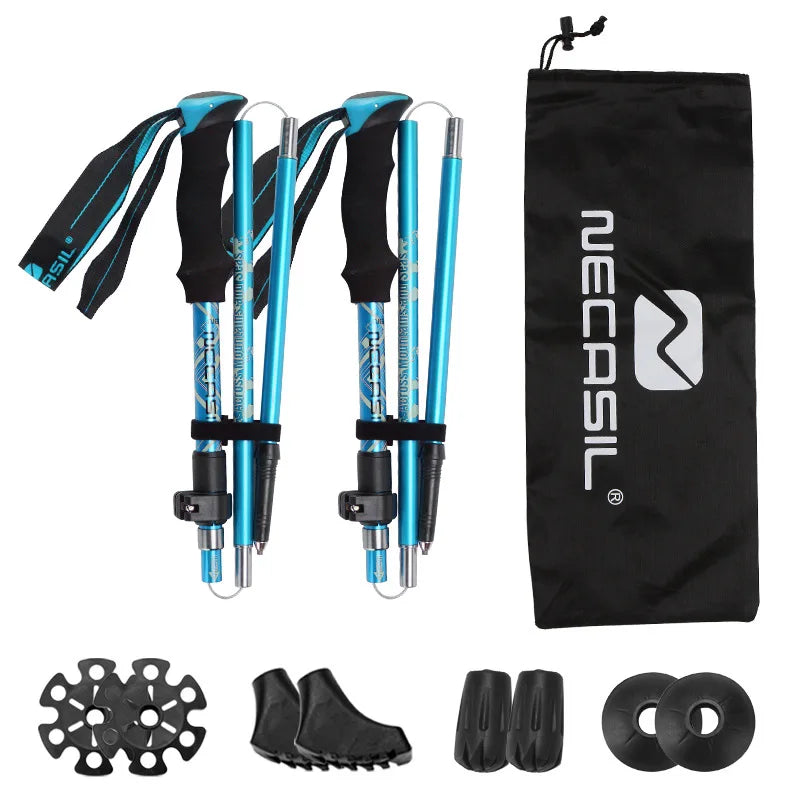 Trekking Poles Ultralight Foldable Telescopic Walking Hiking