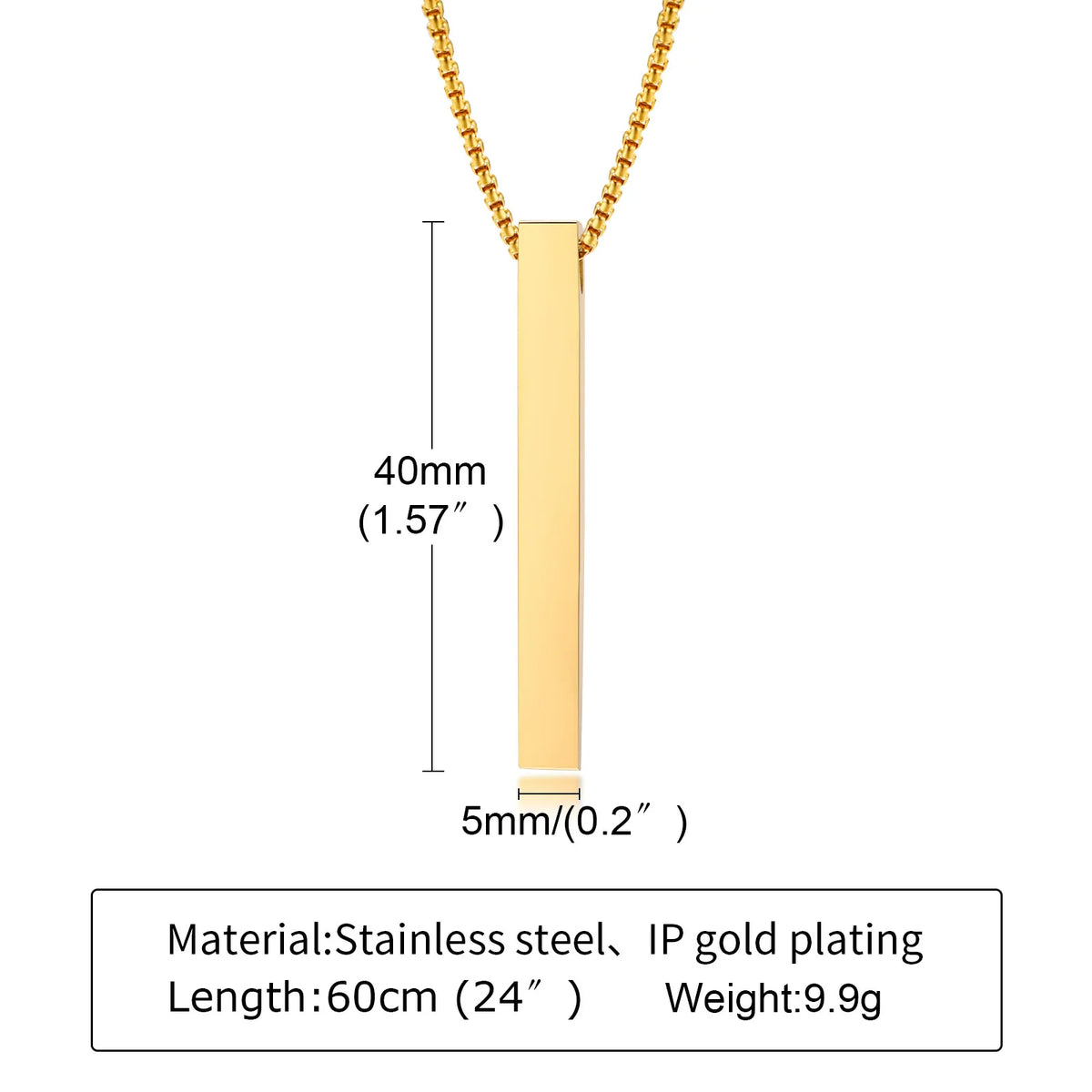 Waterproof Pillar Necklaces for Men Women Stainless Steel