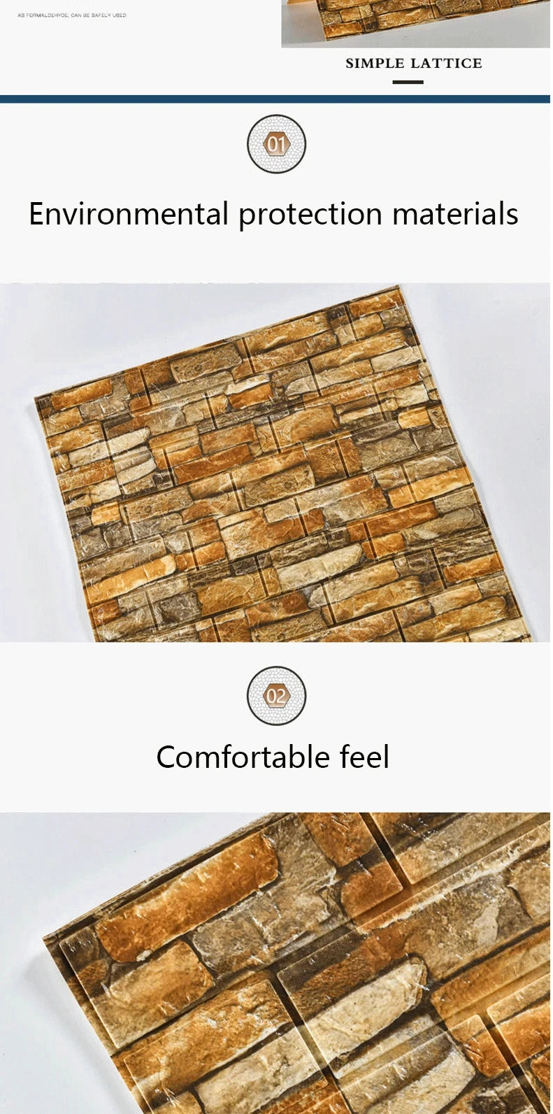 3D Self-Adhesive Wallpaper 70cm*1/5/10m Continuous Waterproof
