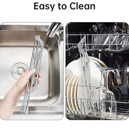 Roll Up Triangle Dish Drying Rack Kitchen Sink Organizer