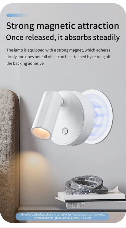 USB Rechargeable Magnetic LED Wall Lamp Reading Light