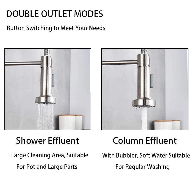 Spring Style Kitchen Faucet Brushed Nickel Faucet Pull Out