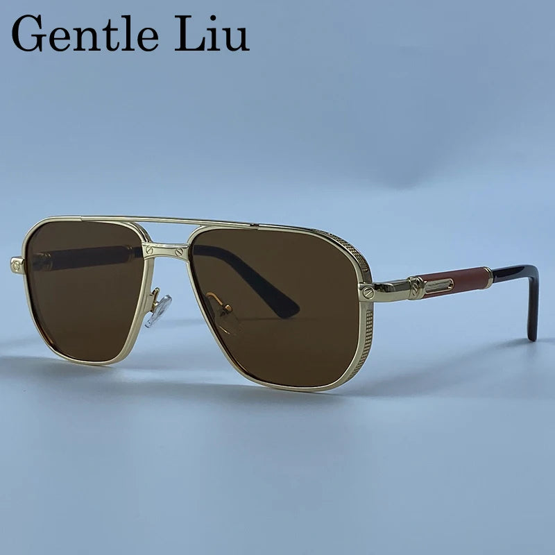 Square Punk Metal Frame Sunglasses Men Luxury Designer