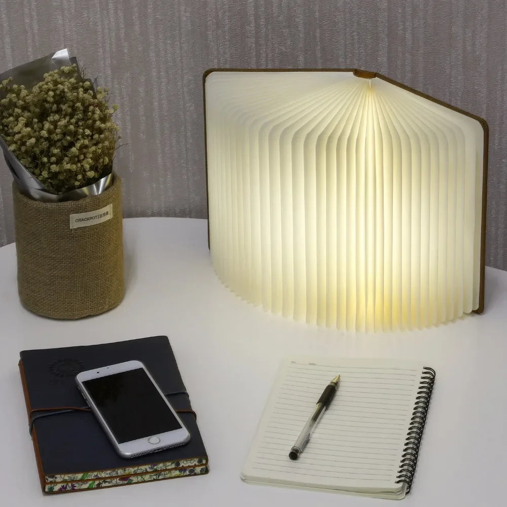 3D Wooden Foldable LED Book Night Light 3 / 5 Lighting Colors