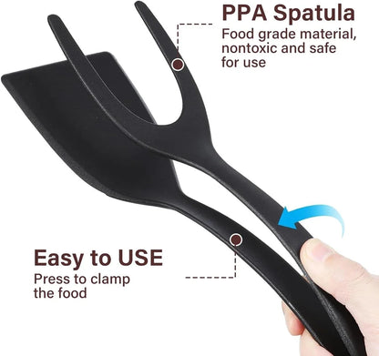 2-in-1 Grip Flip Spatula Tongs - Nylon Non-Stick Egg